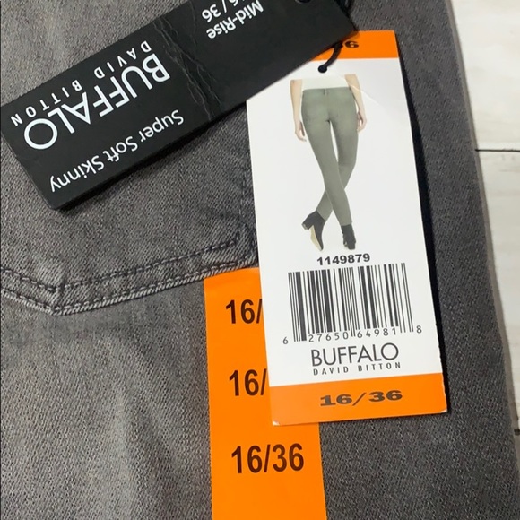 NWT Buffalo David Bitton Gray Skinny Jeans Sz. 16 - Picture 5 of 6
